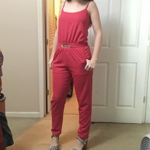 Hot pink jump suit with pockets!